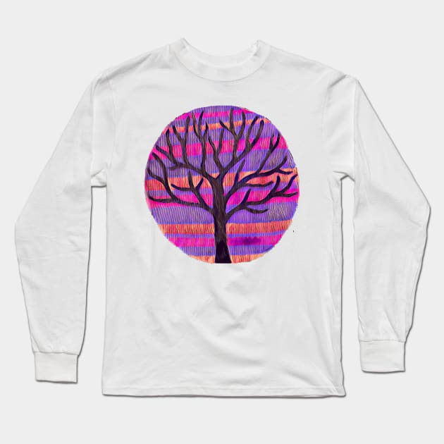 Tree in Pink Wash Long Sleeve T-Shirt by LuvbuzzArt